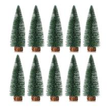 10 Mini Arvore de Natal Pinheiro Mesa Nevado Decoração 14cm