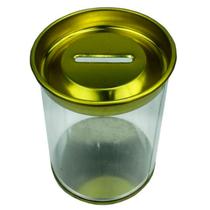 10 Mini Cofrinhos Plástico Tampa em Metal Dourado