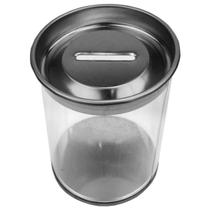 10 Mini Cofrinhos Plástico Tampa em Metal Prata