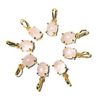 10 Mini Pingente Ponto de Luz Quartzo Rosa Cabochão na Garra 10 Mini Pingente Ponto de Luz Quartzo Rosa Cabochão na Garra