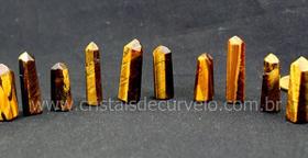 10 Mini Pontinha Gerador Olho de Tigre Furado para Pingente - Tamanho 2,5 cm