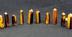 10 Mini Pontinha Gerador Olho de Tigre Pedra Natural Lapidada 2.5 cm 10 Mini Pontinha Gerador Olho de Tigre Pedra Natural Lapidada 2.5 cm