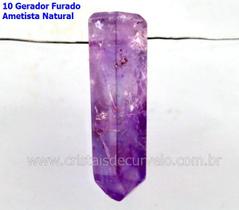 10 Mini Pontinhas de Ametista Furadas para Pingente de Colar - Tamanho 2,5 cm 10 Mini Pontinhas de Ametista Furadas para Pingente de Colar - Tamanho 2,5 cm