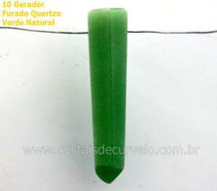 10 Mini Pontinhas de Quartzo Verde Furado para Pingente de Colar - Furo Vazado Lateral 25 a 35mm - Atacado 10 Mini Pontinhas de Quartzo Verde Furado para Pingente de Colar - Furo Vazado Lateral 25 a 35mm - Atacado