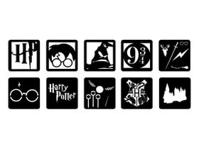 10 Mini Quadros Vazados Harry Potter Preto Decorativos - Mdf Store