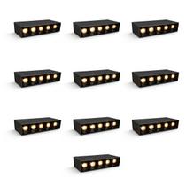 10 Mini Spot Led 10W Downlight 5 Fachos Preto Luz07