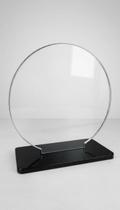 10 Mini Troféus Redondo 8cm Acrílico Cristal Base Preta