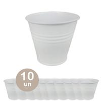 10 Mini vaso cachepot metal decorativo vasinho festas branco