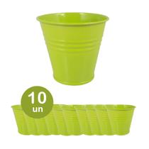 10 Mini vaso cachepot metal decorativo vasinho festas verde