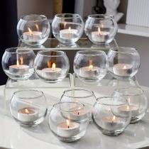 10 Mini Vasos Castiçal De Vidro Redondo Para Vela 250ml