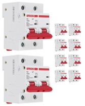 10 Minidisjuntor Bipolar 100 Amperes Curva C 10kA Steck