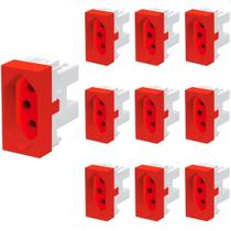 10 Módulo Tomada Para Uso Específico Fame Habitat 2P+T 10A Vermelho
