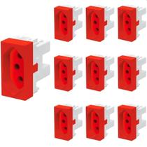 10 Módulo Tomada Para Uso Específico Fame Habitat 2P+T 20A Vermelho