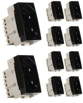 10 Módulo Tomada Sleek Preto Brilhante 2P+T 10A MarGirius 10 Módulo Tomada Sleek Preto Brilhante 2P+T 10A MarGirius