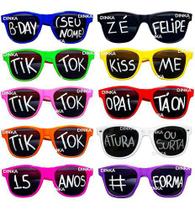 10 Oculos Colorido Frase Personalizada Sortida - Dinka