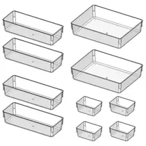 10 Organizadores de Gavetas Multiuso Modular Acrilico Transparente Porta Maquiagem