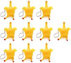 10 Pack Engraçado Descompressão Frango Toy Squeeze Deitado Ovo Chaveiro Chaveiros Stress Relieve