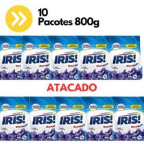 10 Pacotes Sabão em Pó Iris 800g cada Lava Roupas Kit Lavanderia