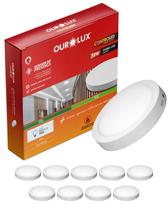 10 Painel CONTROLED Sensor de Presença 18W Cor da Luz 6500K Branco Frio Redondo Sobrepor Ourolux