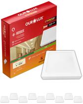 10 Painel Plafon Com Sensor de Presença 18w Cor da Luz 2700K Branco Quente Ourolux Sobrepor Biv