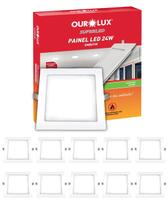10 Painel Plafon Ourolux Led Embutir 24w Bivolt Luz Neutra