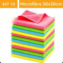 10 Pano Mágico Microfibra Flanela Seco Anti-risco 30x30cm