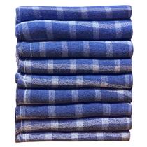 10 Panos De Chão Saco Alvejado Xadrez Azul Limpeza Geral Atacado - MB Têxtil