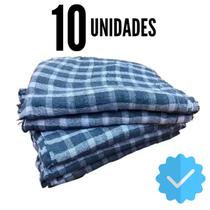 10 Panos De Chão XADREZ AZUL Premium Atacado Grande - Saco Qualidade