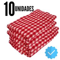 10 Panos De Chão XADREZ VERMELHO Premium Atacado Grande - Saco Qualidade