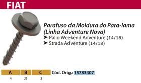 10 Parafuso Moldura do Para-Lama Fiat Palio Weekend Adventure 14/18 Fiat Strada Adventure 14/18 PF14