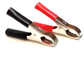 10 Pares Conector Garra Tipo Jacaré Vermelho e Preto 75mm