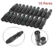 10 Pares De Cabos De Áudio XLR DMX De 3 Pinos Com Conectores Macho E Fêmea (Cabo Snake)
