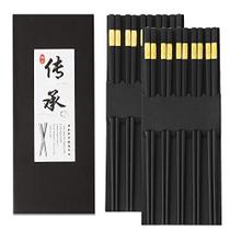 10 Pares de Chopsticks de Fibra de Vidro, Varas de Corte de Liga Reutilizáveis Chopsticks Antiderrapantes, Lava-louças, 9 1/2 polegadas (Dourado)