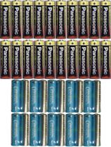 10 Pares de Pilhas Pequena AA Alcalina Panasonic Power Alkaline + 10 pares de pilhas palito AAA Heavy Duty 10 Pares de Pilhas Pequena AA Alcalina Panasonic Power Alkaline + 10 pares de pilhas palito AAA Heavy Duty
