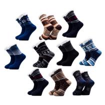 10 Pares Meia Unissex Feminino E Masculino Térmica Forrada Lã Adulto Antiderrapante Para Inverno Frio