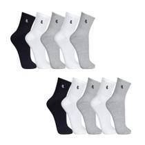 10 Pares Meias Masculinas Lupo Cano Médio Basica Algodão 10 Pares Meias Masculinas Lupo Cano Médio Basica Algodão