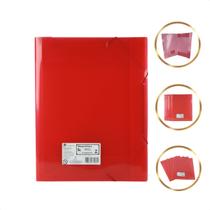 10 Pastas Plástica com Elástico Polibras Ofício 18mm Transparente Durável Resistente e Pratica Vermelha