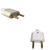 10 Pç Adaptador Pino Macho Plug Branco Extensão Tomada 2p+t