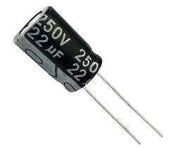10 PÇS - CAPACITOR ELETROLITICO 22X250V - 22UF X 250V - 105º