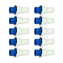 10 Pçs Plug Macho Industrial 3PT 63A 9H Azul OMG4579 10 Pçs Plug Macho Industrial 3PT 63A 9H Azul OMG4579