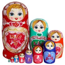 10 PCS/SET bonecas de nidificação russas de madeira Rússia m tradicional - generic
