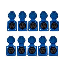 10 Pcs Tomada Embutir 2P+T 16A 6H 220/250V Azul OMG-3046