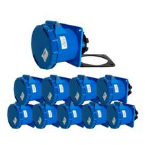 10 pcs Tomada Embutir 3P+T 63A 9H Azul 220/250V OMG-4549