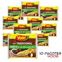 10 Pcts Farofa de Mandioca Temperada Tradicional Yoki 400g