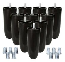 10 Pé Box 12cm Conico Com Bucha Americana Fixo Preto Móveis Cama Colchao Poltrona Sofá Rack Estante Armário Cômodo