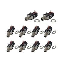 10 Peças Conector De Áudio Estéreo/Mono De 1/4 Polegada (6,35mm) Para Montagem Em Painel, Soquete De