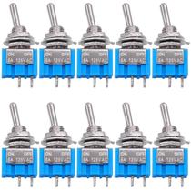 10 Peças De Interruptor Mini Toggle DPDT 2 Pinos 2 Posições ON/OFF 6A 125V