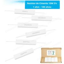 10 Peças De Resistores De Fio De Cimento 10W 5% 1-10K Ohm, Resistência Cerâmica Fixa Indutiva