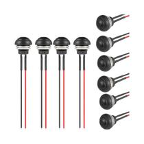 10 peças interruptor de botão momentâneo preto 12mm spst redondo à prova d'água com fios pré-solidos