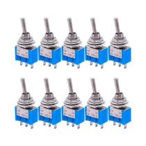 10 Peças Interruptor Mini Toggle SPDT 3-Pinos 2 Posições ON/ON 6A 125V AC MTS-102